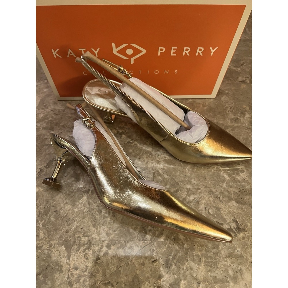 Katy Perry Collections size 11 Oceanview Sling Back Gold Faux Nappa Kitten  Heel